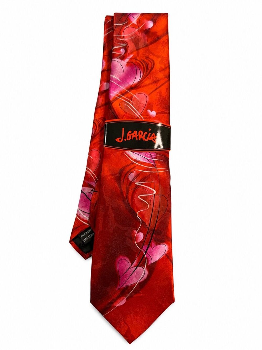 NWT J. Garcia Red Pink Hearts Scales Silk Necktie Jerry Garcia Tie New